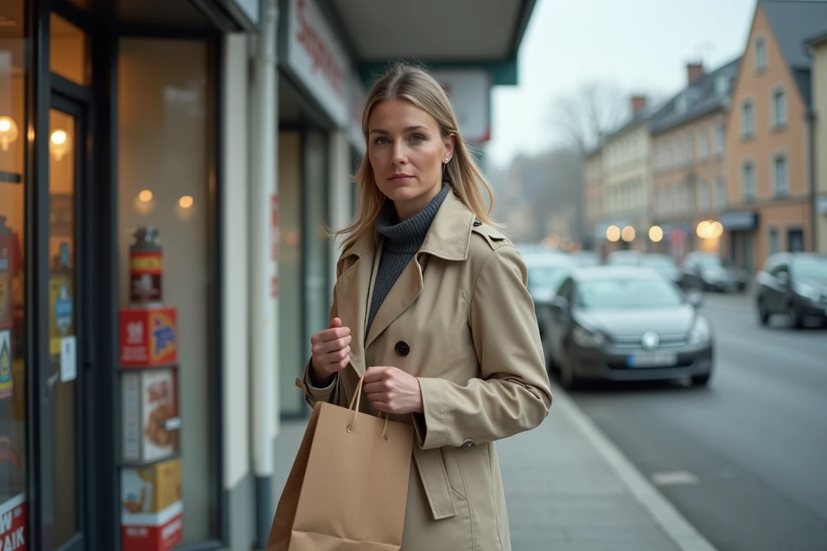 Une femme sort d'un commerce frontalier luxembourgeois avec des cigarettes Winston, illustrant les comportements d'achat face aux taxes sur le tabac en 2026