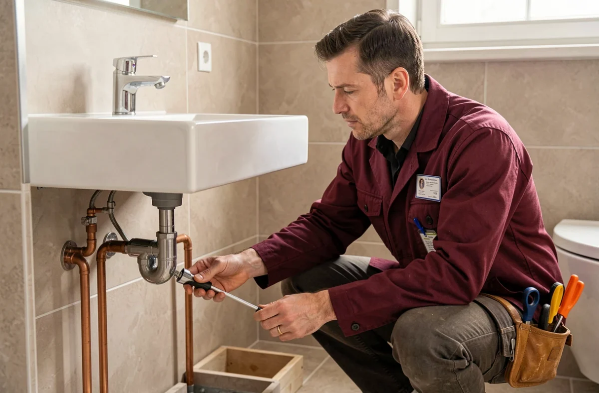 Artisan plombier Atilor installant une unité de salle de bain en Meurthe-et-Moselle