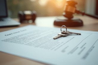 Contrat immobilier et clés sur bureau lumineux