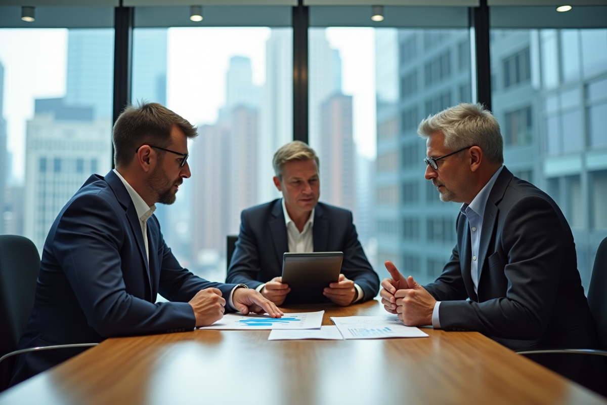 Trois collègues discutant autour d
