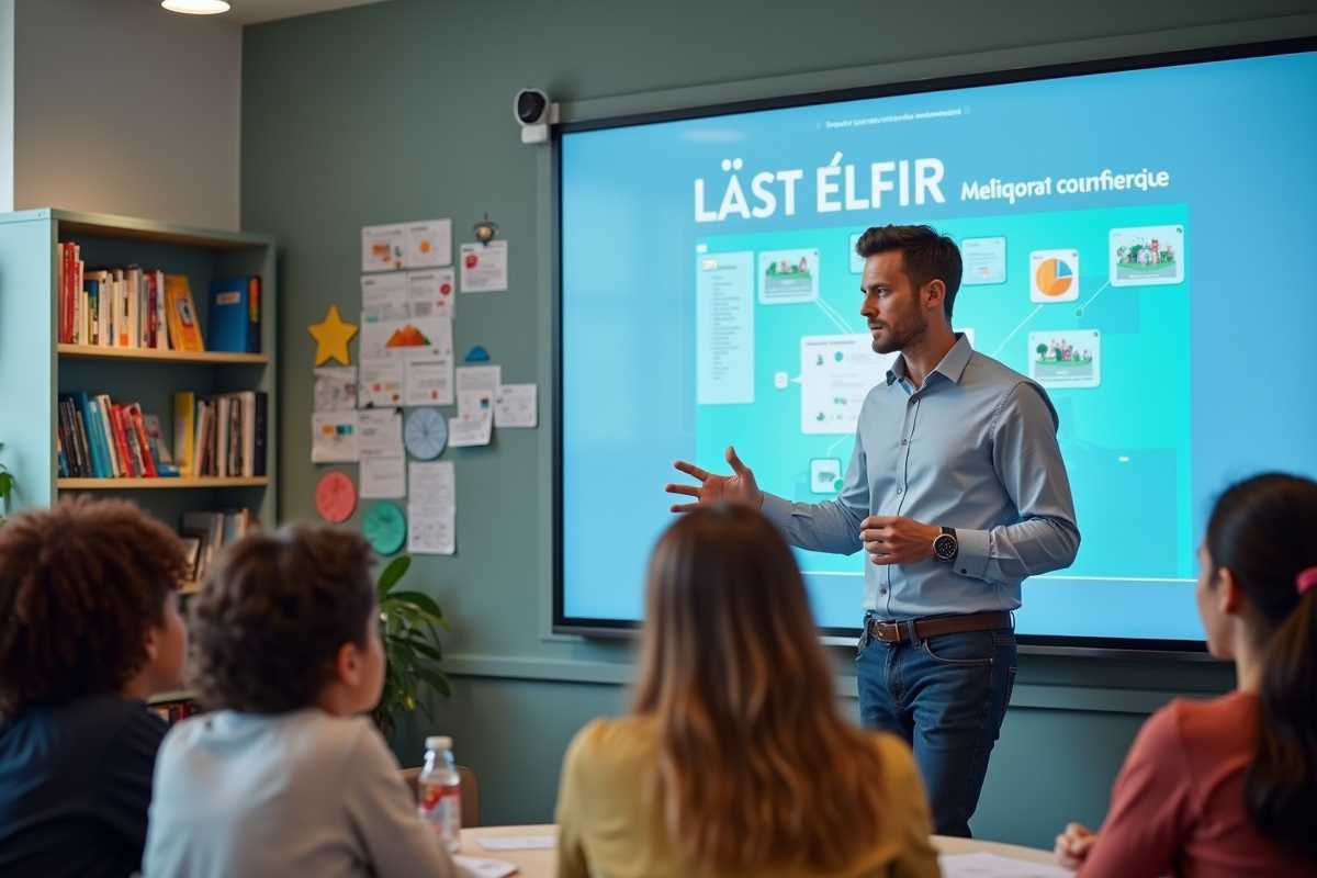 Professeur expliquant le MBN à des lycéens en classe