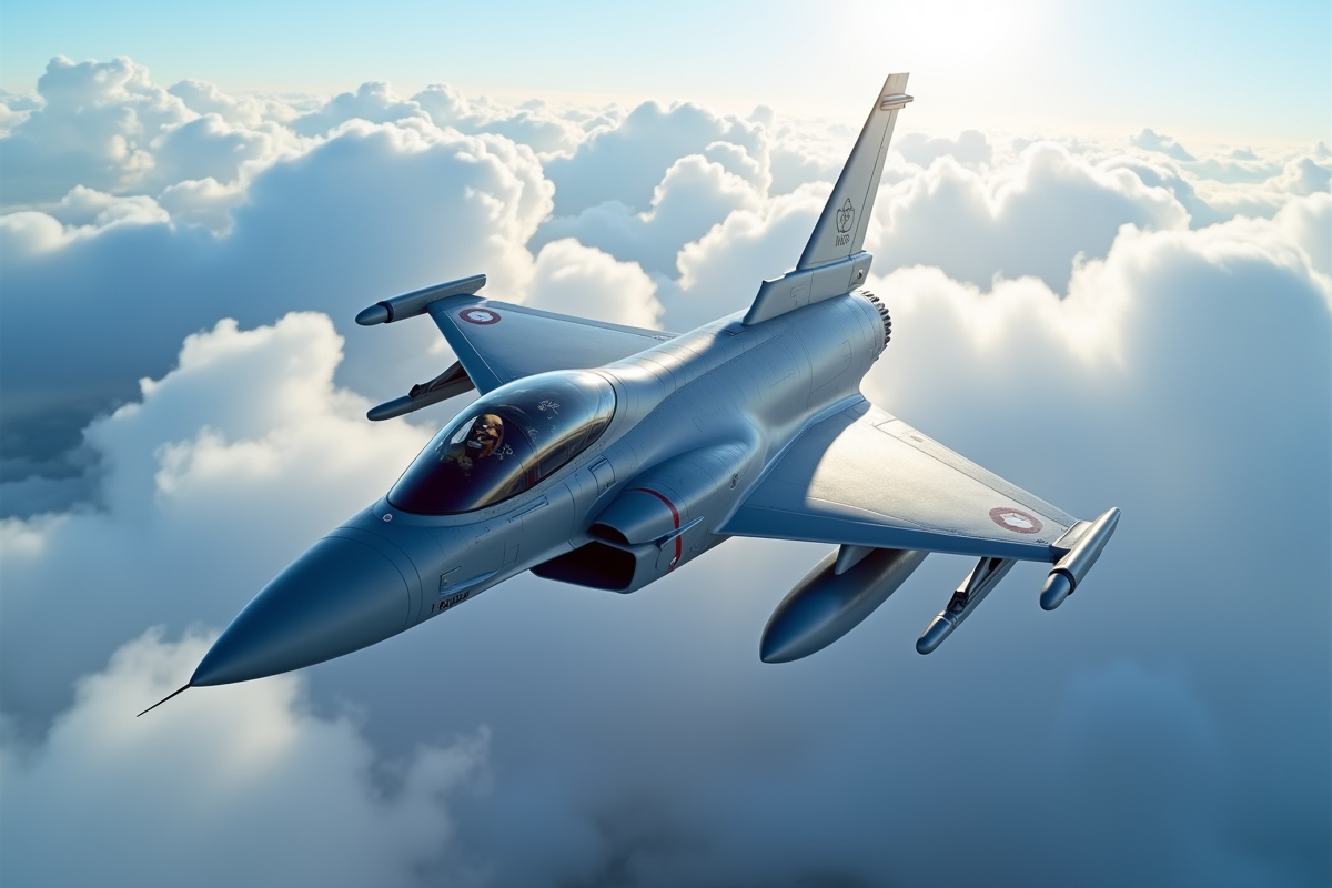 Eurofighter Typhoon en vol au-dessus des nuages blancs