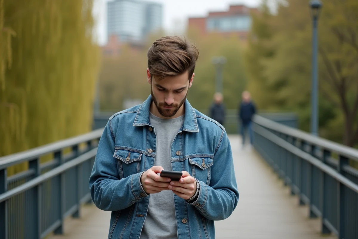 Jeune homme utilisant son smartphone pour un test de personnalité