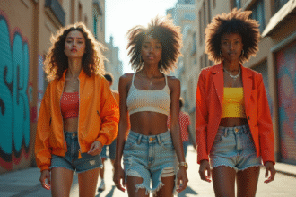 Groupe de jeunes en streetwear dans la ville ensoleillée