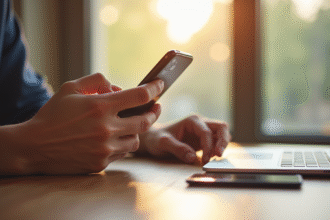 Mains tenant un smartphone pour configurer un appareil Xiaomi