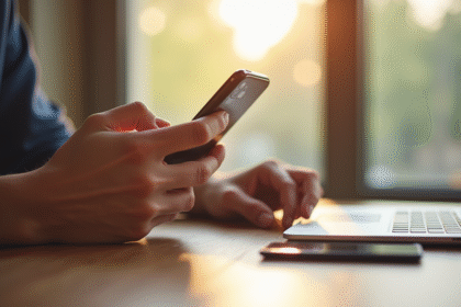 Mains tenant un smartphone pour configurer un appareil Xiaomi