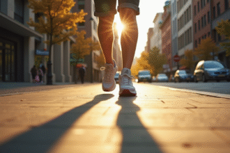Personne marchant rapidement en sneakers en ville