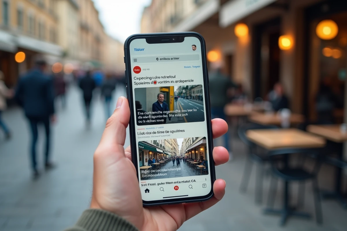 Mains tenant un smartphone affichant les dernières nouvelles en temps réel sur un accident mortel à Toulouse